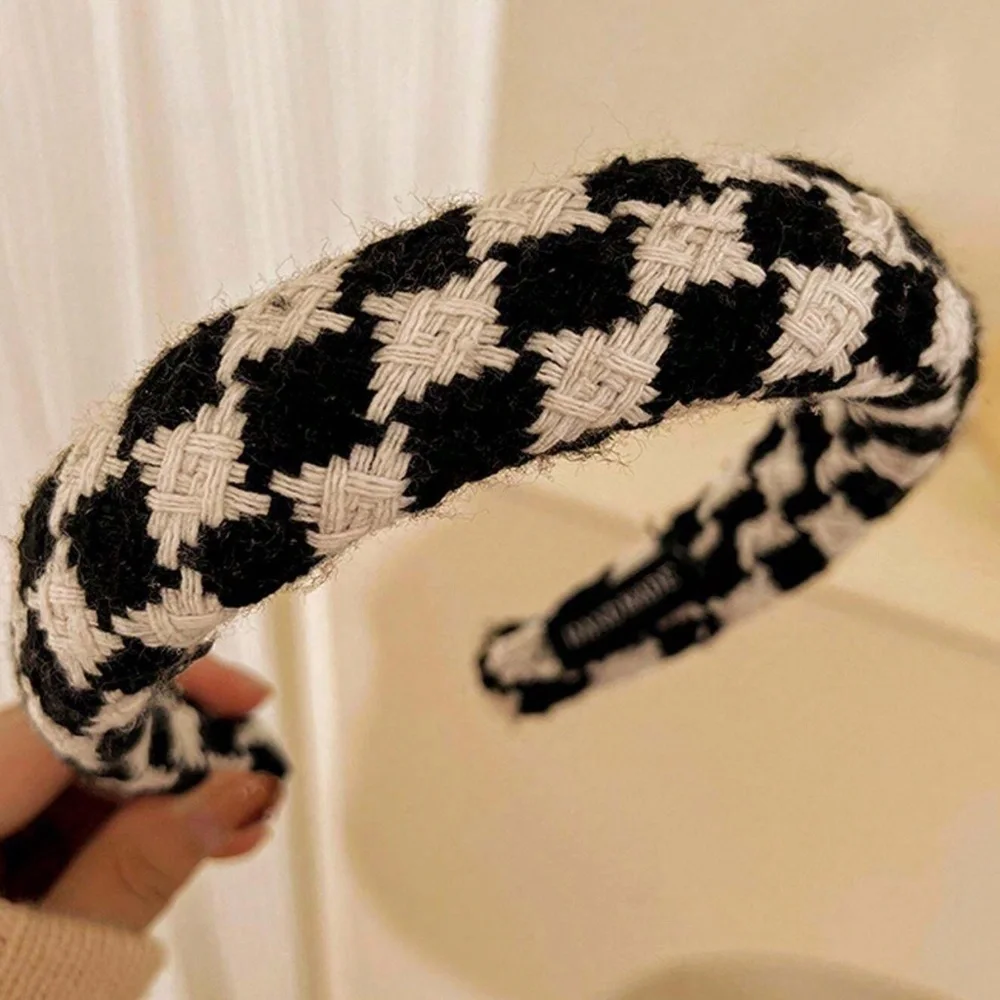 Neutral Plaid Minimalist Headband - Picture 5 of 9